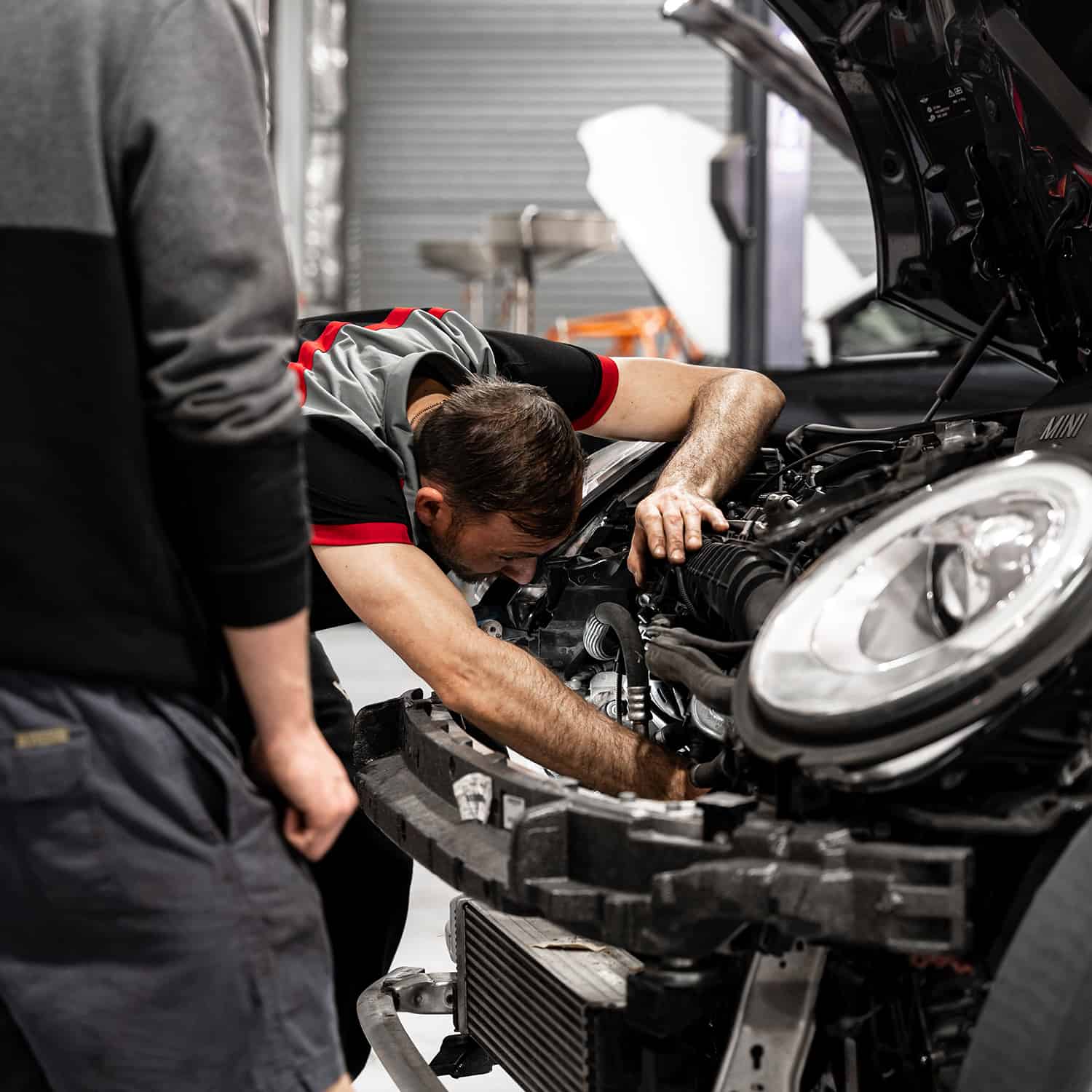 Car mechanic working on Engine Diagnostics